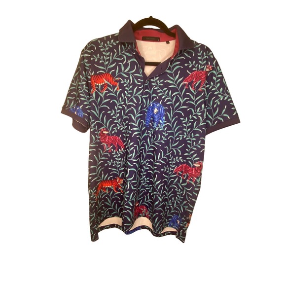 Greyson Men’s Medium Jungle Wolf Polo Shirt In Mongoose Blue - Picture 6 of 7